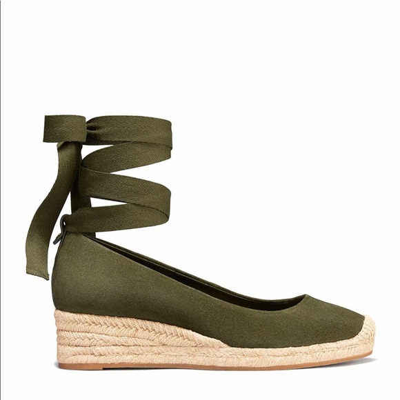 Tory Burch Shoes - Tory Burch Green Heather 40mm Wedge Espadrille